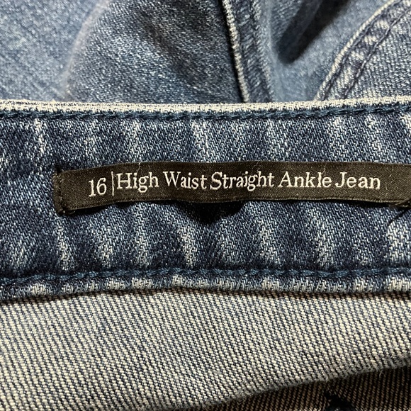 TALBOTS Cotton High Rise Straight Ankle Jean Lace Sequin Tuxedo Stripe US Sz 16 - Picture 10 of 11